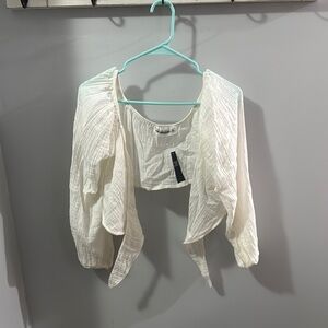 Abercrombie & Fitch Cream Puff Sleeve Crop Top